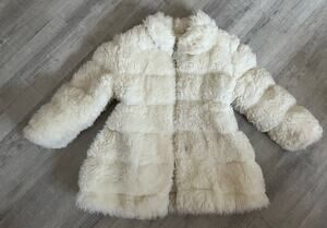 VTG Toddler Kids Faux Fur Coat Jacket Casual Time Fluffy White Zip Pockets 4T